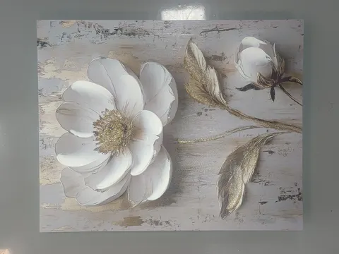 繁花 单幅 装饰画 原木风 酒店背景墙挂画 手绘油画