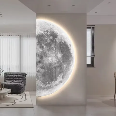 日月星辰 单幅 装饰画 现代简约 玄关背景墙挂画 LED带灯画