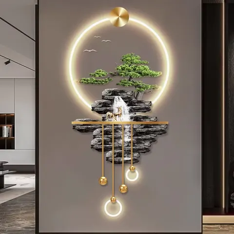 抽象 单幅 装饰画 现代简约 玄关背景墙挂画 LED带灯画