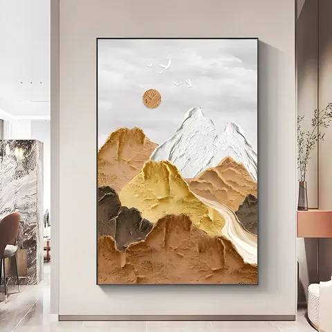 日月星辰 单幅 装饰画 奶油风 客厅背景墙挂画 手绘油画