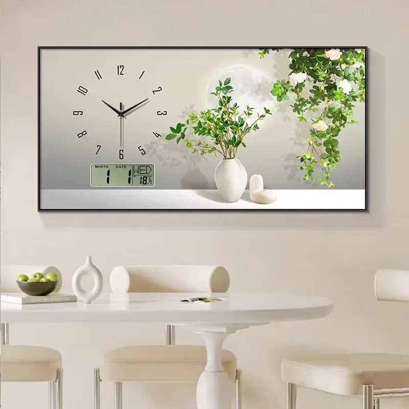 植物 单幅 装饰画 现代简约 餐厅背景墙挂画 挂钟
