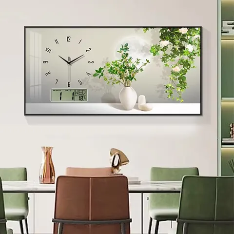 植物 单幅 装饰画 现代简约 餐厅背景墙挂画 挂钟