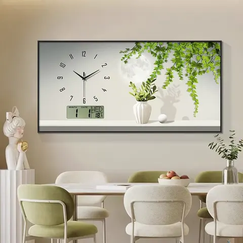 植物 单幅 装饰画 现代简约 餐厅背景墙挂画 挂钟