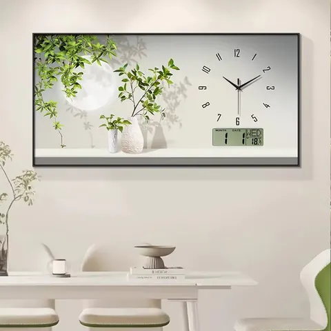 植物 单幅 装饰画 现代简约 餐厅背景墙挂画 挂钟