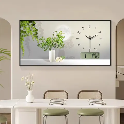 植物 单幅 装饰画 现代简约 餐厅背景墙挂画 挂钟