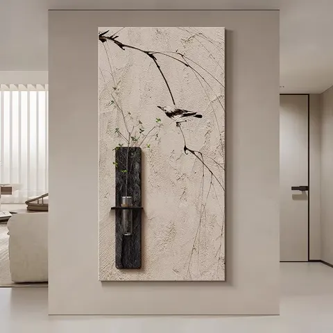 抽象 单幅 装饰画 日式简约 书房背景墙挂画 砂岩浮雕