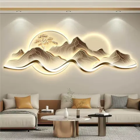 城市 单幅 装饰画 轻奢风 客厅背景墙挂画 LED带灯画