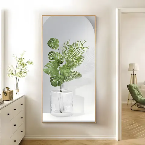 植物 单幅 装饰画 轻奢风 玄关背景墙挂画 晶瓷画