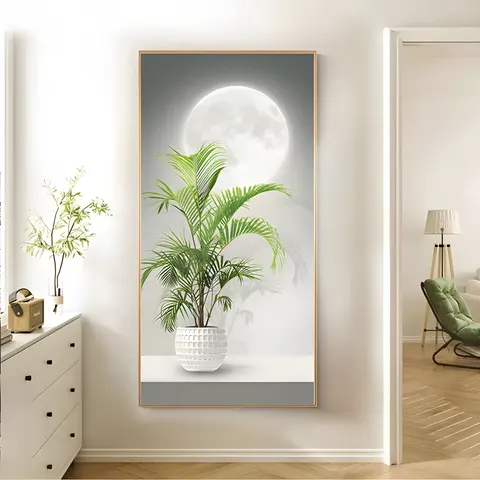 植物 单幅 装饰画 轻奢风 玄关背景墙挂画 晶瓷画