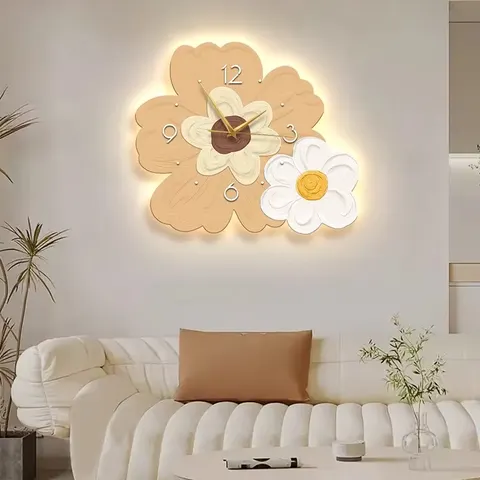 繁花 单幅 装饰画 奶油风 餐厅背景墙挂画 LED带灯画