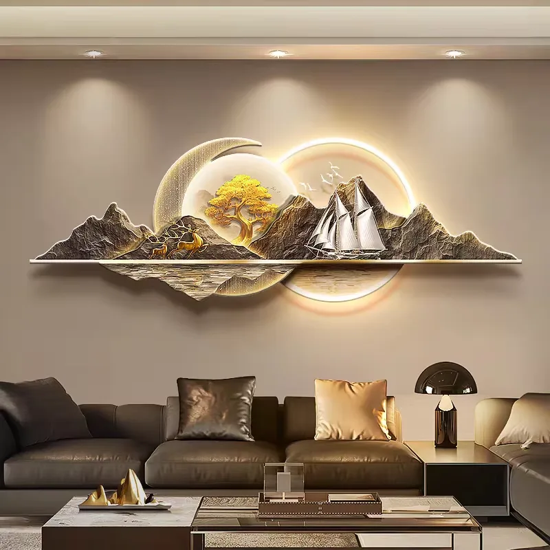 抽象 单幅 装饰画 现代简约 客厅背景墙挂画 LED带灯画