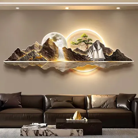 抽象 单幅 装饰画 现代简约 客厅背景墙挂画 LED带灯画
