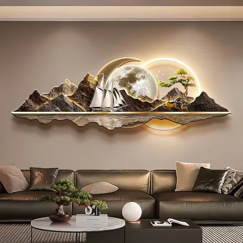 抽象 单幅 装饰画 现代简约 客厅背景墙挂画 LED带灯画