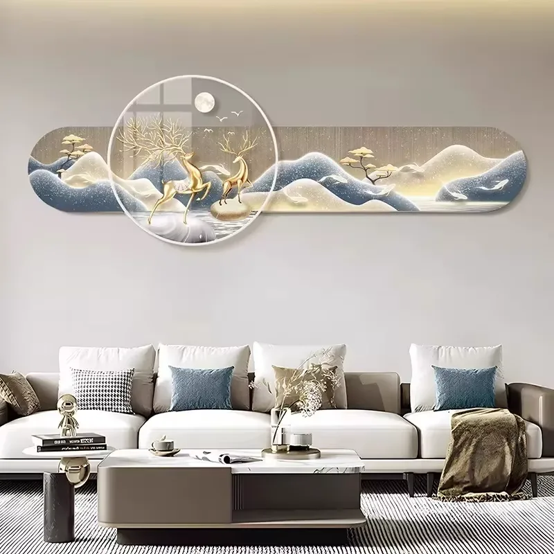 锦鲤 单幅 装饰画 现代简约 客厅背景墙挂画 LED带灯画