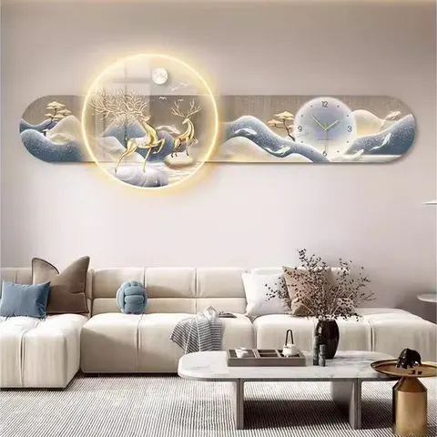 锦鲤 单幅 装饰画 现代简约 客厅背景墙挂画 LED带灯画
