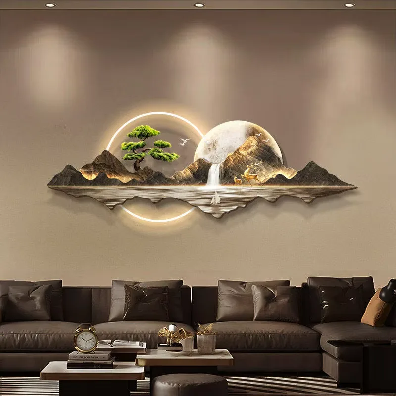 抽象 单幅 装饰画 现代简约 客厅背景墙挂画 LED带灯画