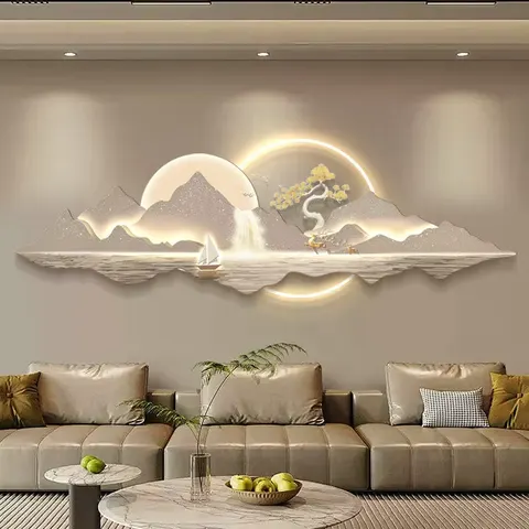 抽象 单幅 装饰画 现代简约 客厅背景墙挂画 LED带灯画