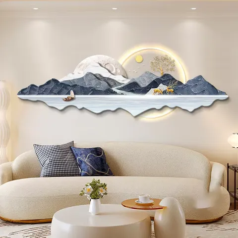 抽象 单幅 装饰画 现代简约 客厅背景墙挂画 LED带灯画