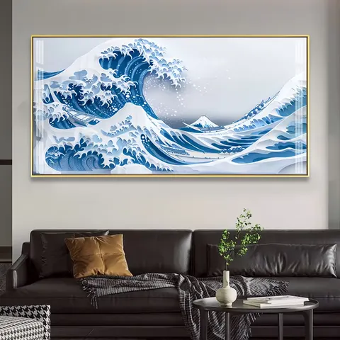 海浪 单幅 装饰画 现代简约 客厅背景墙挂画 晶瓷画