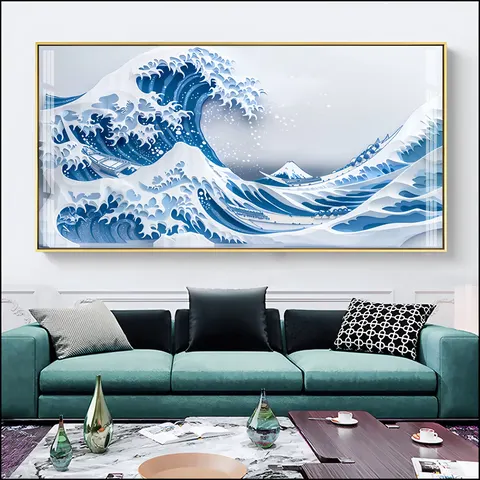海浪 单幅 装饰画 现代简约 客厅背景墙挂画 晶瓷画