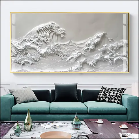海浪 单幅 装饰画 现代简约 客厅背景墙挂画 晶瓷画
