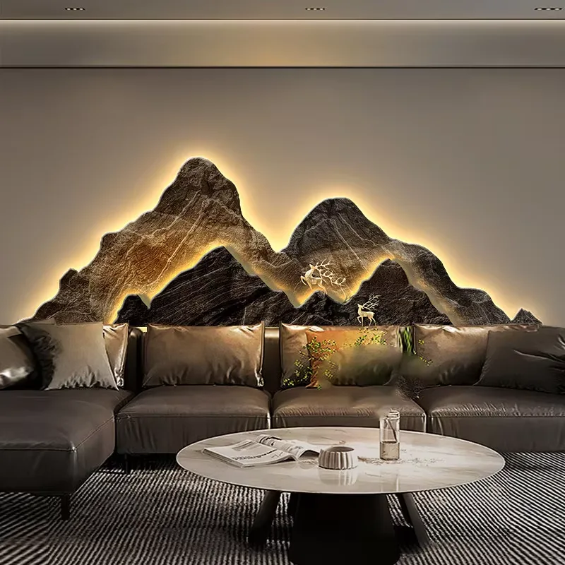 山水 单幅 装饰画 现代简约 客厅背景墙挂画 晶瓷画