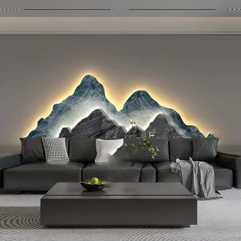 山水 单幅 装饰画 现代简约 客厅背景墙挂画 晶瓷画