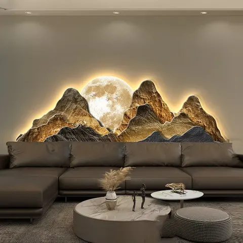 山水 单幅 装饰画 现代简约 客厅背景墙挂画 晶瓷画