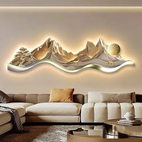 抽象 单幅 装饰画 现代简约 客厅背景墙挂画 LED带灯画