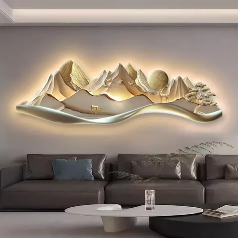抽象 单幅 装饰画 现代简约 客厅背景墙挂画 LED带灯画