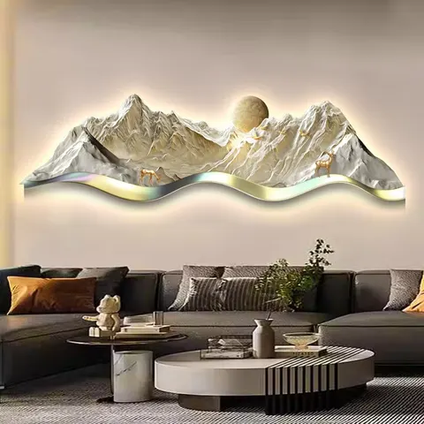 抽象 单幅 装饰画 现代简约 客厅背景墙挂画 LED带灯画