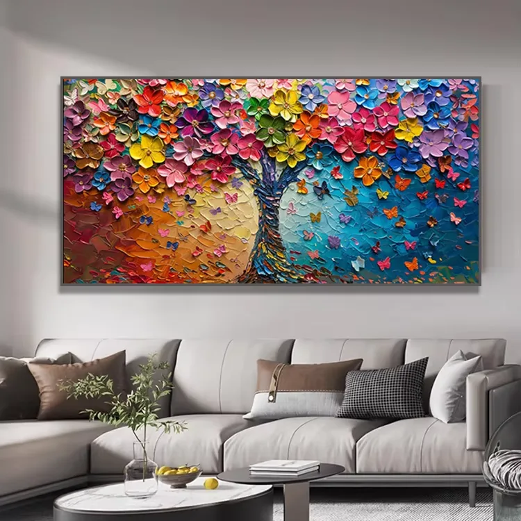 繁花 单幅 装饰画 现代简约 客厅背景墙挂画 晶瓷画