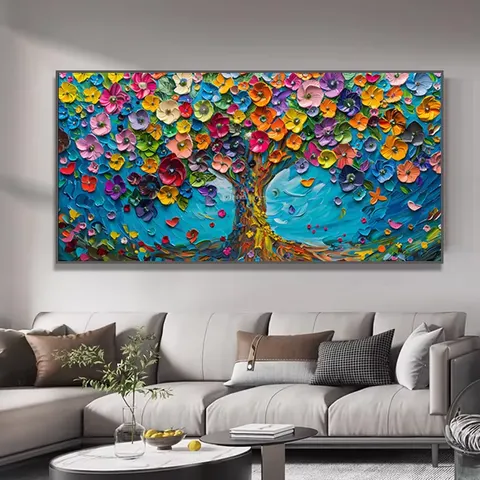 繁花 单幅 装饰画 现代简约 客厅背景墙挂画 晶瓷画