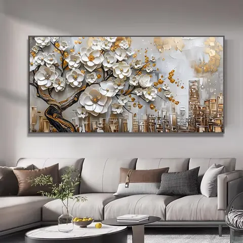 繁花 单幅 装饰画 现代简约 客厅背景墙挂画 晶瓷画
