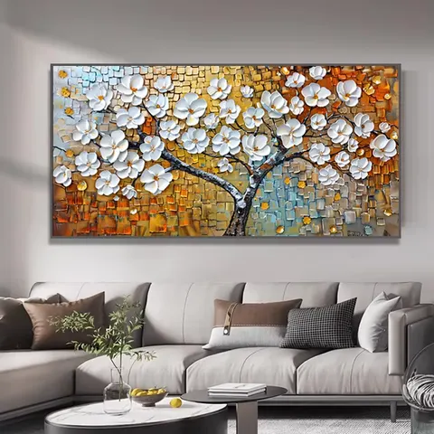 繁花 单幅 装饰画 现代简约 客厅背景墙挂画 晶瓷画