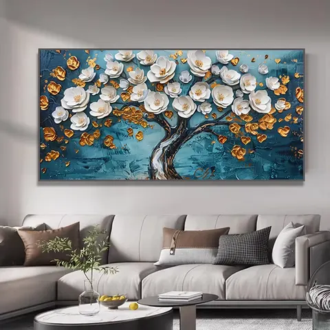 繁花 单幅 装饰画 现代简约 客厅背景墙挂画 晶瓷画