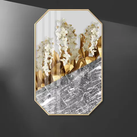 植物 单幅 装饰画 轻奢风 餐厅背景墙挂画 晶瓷画