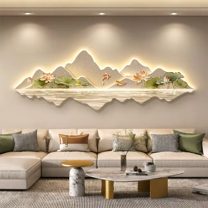 锦鲤 单幅 装饰画 现代简约 客厅背景墙挂画 晶瓷画