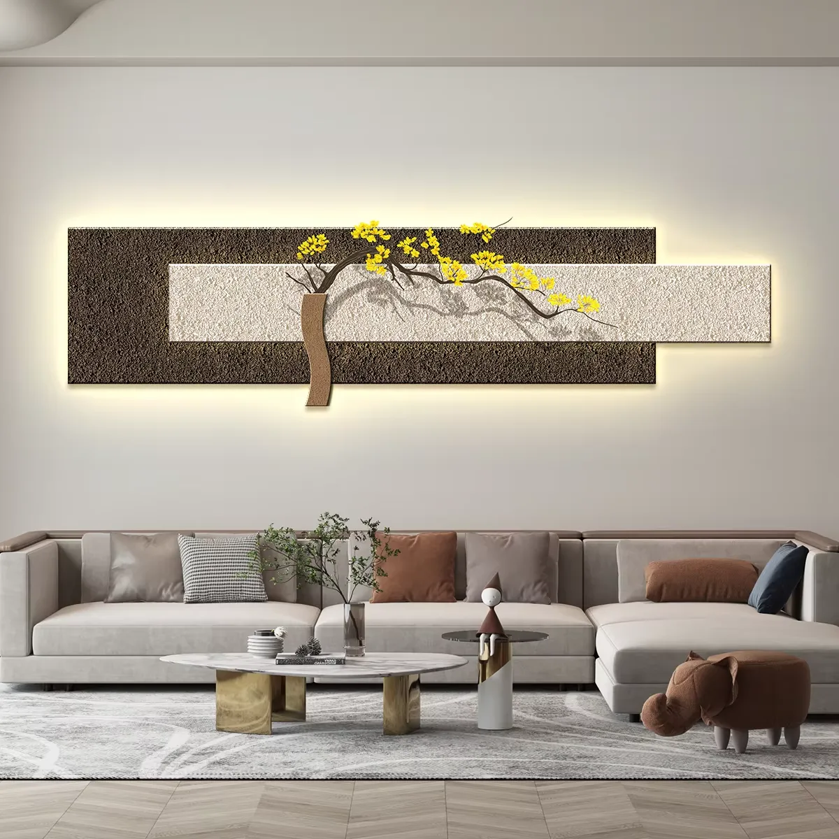 抽象 单幅 装饰画 现代简约 客厅背景墙挂画 LED带灯画