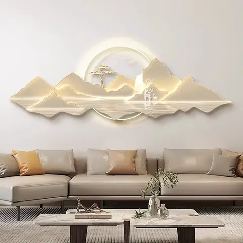 抽象 单幅 装饰画 轻奢风 客厅背景墙挂画 LED带灯画