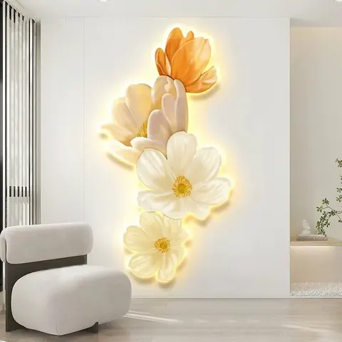 繁花 单幅 装饰画 现代简约 客厅背景墙挂画 晶瓷画