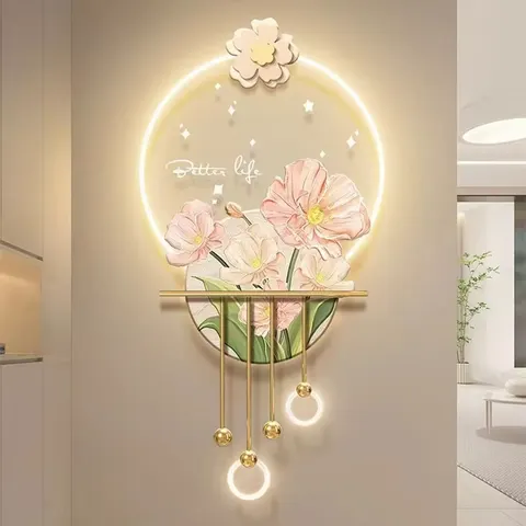 繁花 单幅 装饰画 北欧风 玄关背景墙挂画 LED带灯画