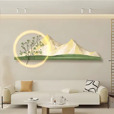 山水 单幅 装饰画 轻奢风 玄关背景墙挂画 晶瓷画