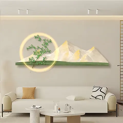 山水 单幅 装饰画 轻奢风 玄关背景墙挂画 晶瓷画