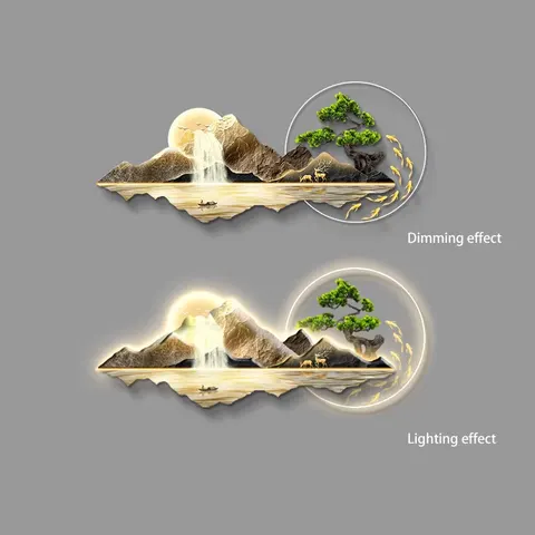 抽象 单幅 装饰画 现代简约 客厅背景墙挂画 LED带灯画