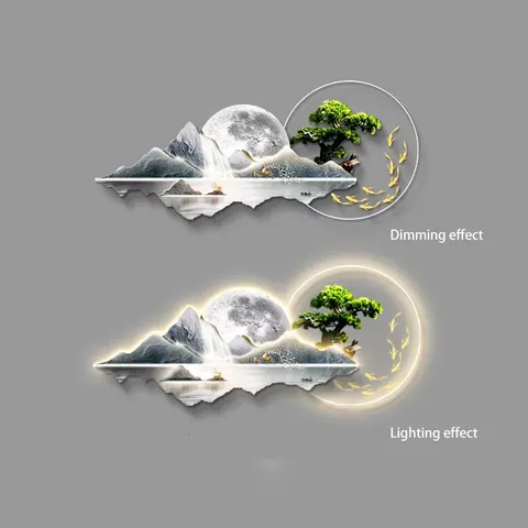 抽象 单幅 装饰画 现代简约 客厅背景墙挂画 LED带灯画