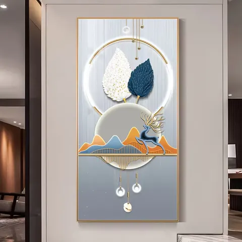 鹿 单幅 装饰画 现代简约 客厅背景墙挂画 LED带灯画