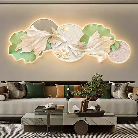 抽象 单幅 装饰画 现代简约 客厅背景墙挂画 LED带灯画