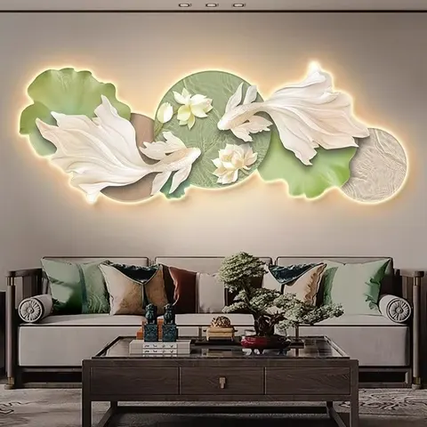 抽象 单幅 装饰画 现代简约 客厅背景墙挂画 LED带灯画