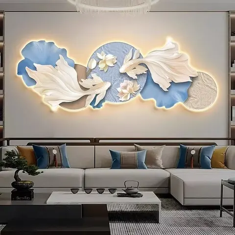 抽象 单幅 装饰画 现代简约 客厅背景墙挂画 LED带灯画
